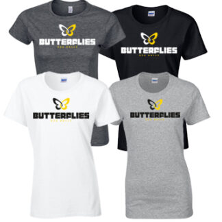 1GILDAN DAMEN  T-SHIRT BUTTERFLIES LANG